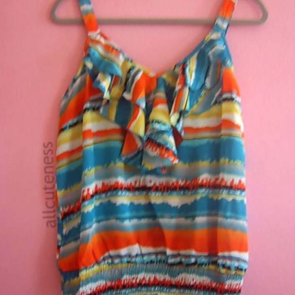 Junior Plus Size Stripes Sleeveless Top Size XL (Fit Size S, Pit To Pit: 17.5")